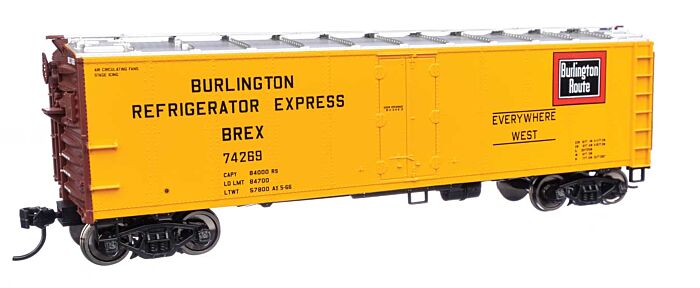 Walthers 40' Steel Reefer with Dreadnaught Ends - Burlington Refrigerator Express BREX #74269 (910-41406)
