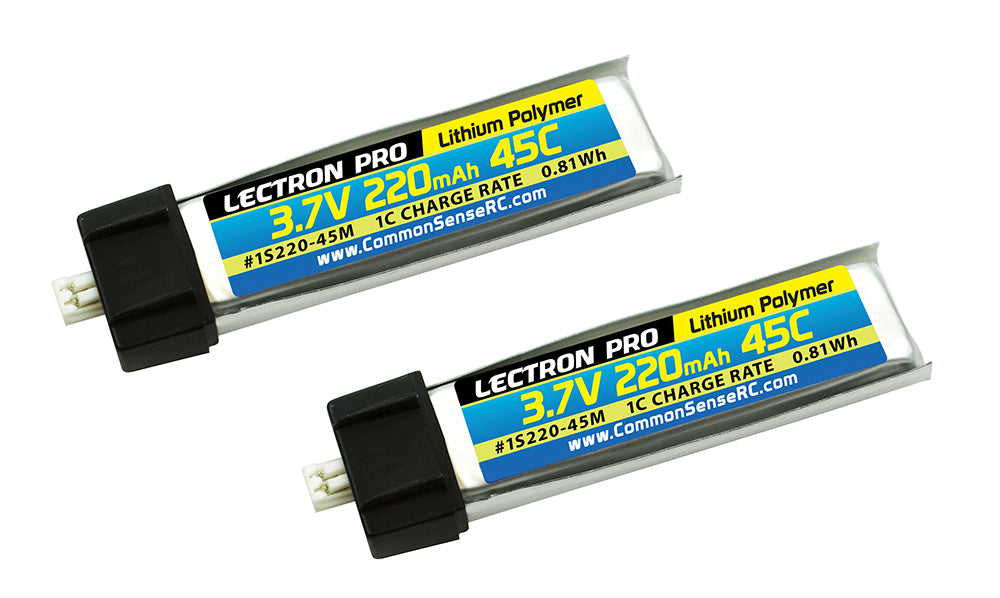 Lectron Pro 3.7V 220mAh 45C Lipo Battery 2-Pack (1S220-45M)