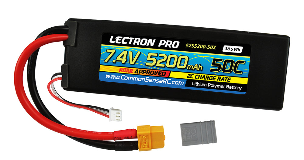 Lectron Pro 7.4V 5200mAh 50C Lipo Battery with XT60 Connector (2S5200-50X)