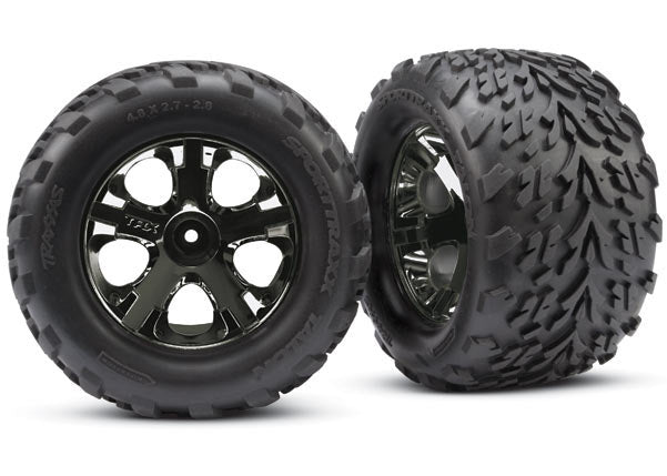 Traxxas Talon Front Tires w/All-Star Wheels (2) (Black Chrome) (TRA3669A)