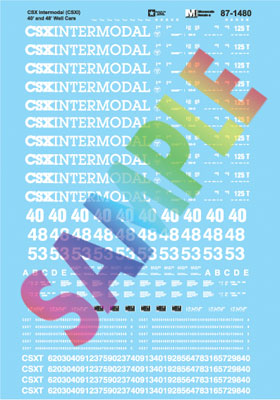 Microscale Railroad Decal Set -- CSX Intermodal CSXI 40 & 48' Well Cars (460-601480)