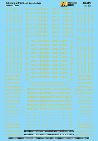 Microscale Baltimore & Ohio - B&O -- Medium Steam Locomotives, 1930-1950 (460-8783)