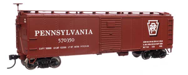 Walthers 40' Early X29 Boxcar -Pennsylvania Railroad #570350 Shadow Keystone (Tuscan, white) (910-40972)
