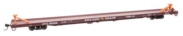 Walthers 89' Channel Side Flatcar - Ready to Run -- Trailer-Train KTTX #150228 (1960s brown, Twin 45') (910-5748)