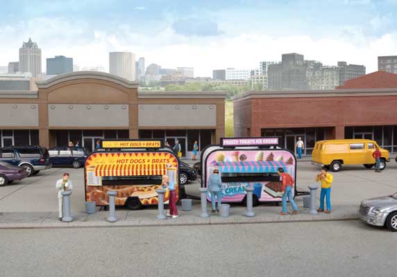 Walthers Ice Cream and Hot Dog Food Trailers -- Kit (949-2905)