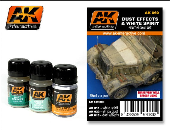 AK Interactive Dust Effects & White Spirit Enamel Paint Set (11, 15, 22) (AKI60)