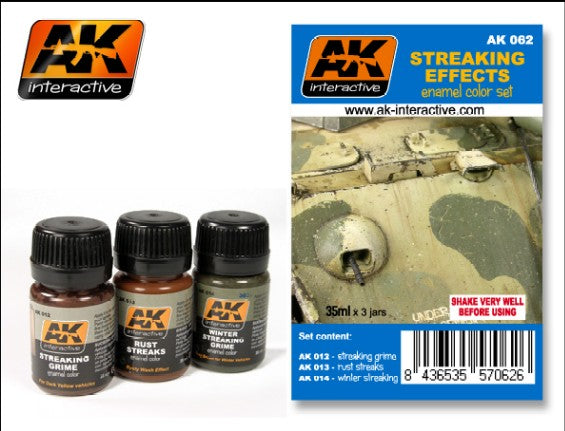 AK Interactive Streaking Effects Enamel Paint Set (12, 13, 14) (AKI62)