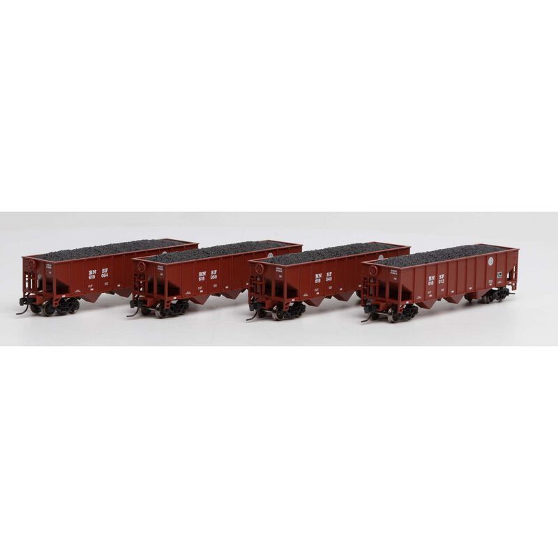 Athearn N 40' 3-Bay Ribbed Hopper w/Load, BNSF #2 (4) (ATH25569)