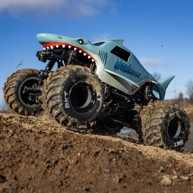 Losi 1/18 Mini LMT Megalodon 2S 4X4 RTR Brushed Monster Truck (Batt & Cha Included), Blue (LOS1026T3)