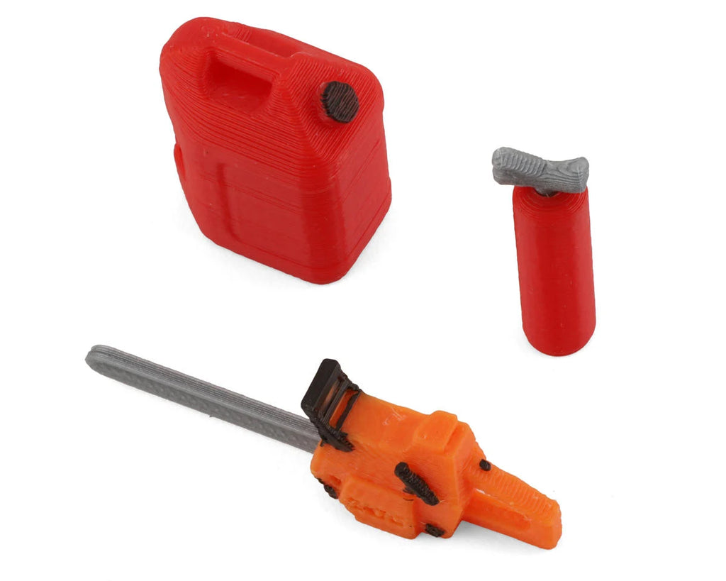 Scale By Chris 1/18 Miniature Scale Accessory Bundle w/Chainsaw, 5-Gal. Jug & Ext. (SBCTR01)