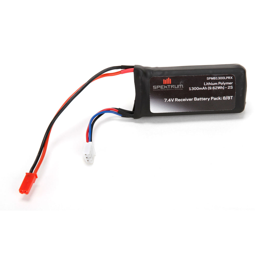 Spekrum 7.4V 1300mAh 2S 5C LiPo Receiver Battery: JST (SPMB1300LPRX)