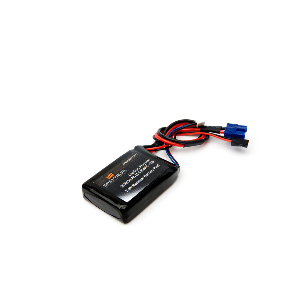 Spekrum 7.4V 2000mAh 2S LiPo Receiver Battery: Universal Receiver, EC3 (SPMB1000LPRX)
