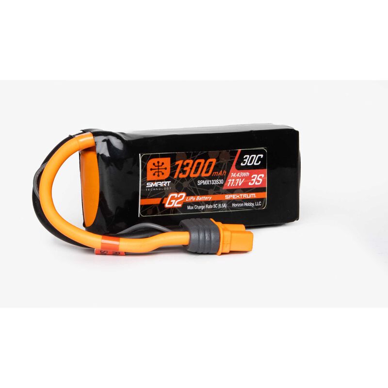 Spektrum 11.1V 1300mAh 3S 30C Smart LiPo Battery: IC3 (SPMX133S30)