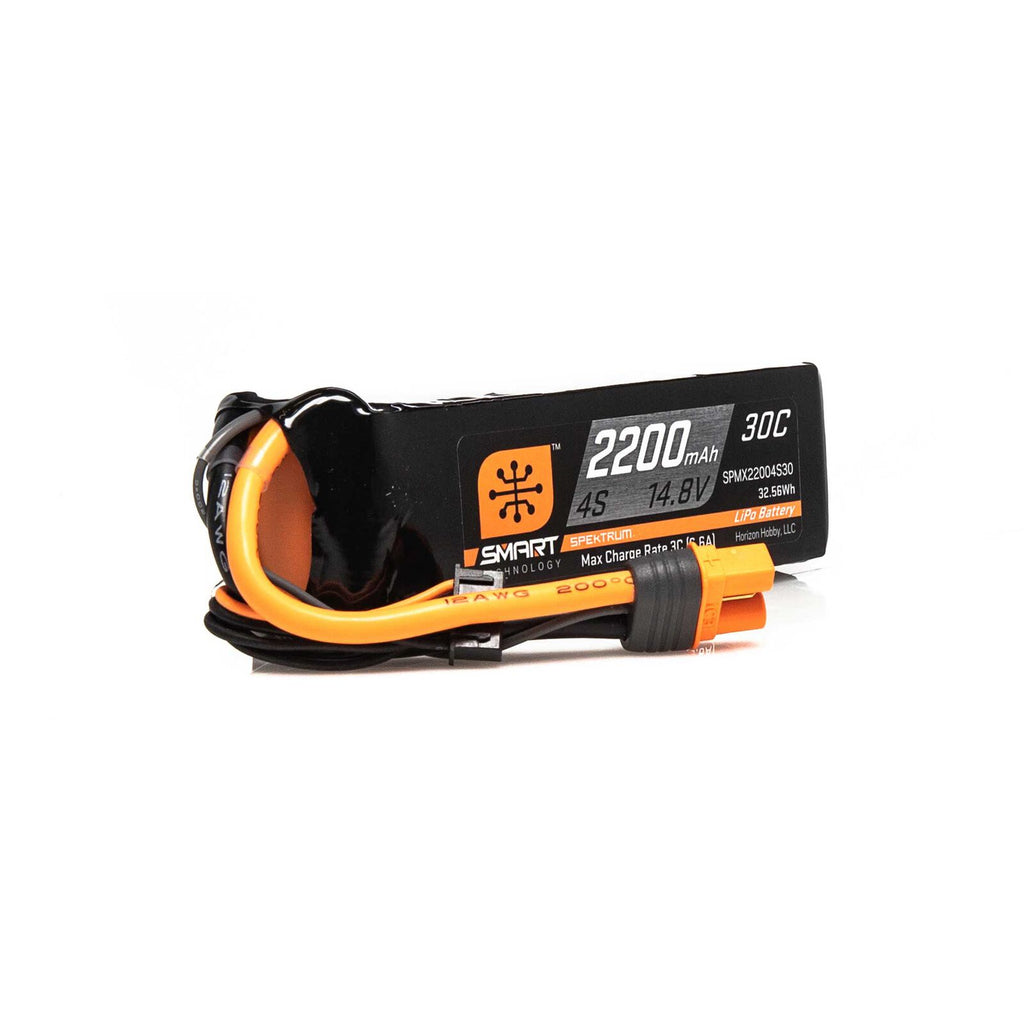 Spektrum 14.8V 2200mAh 4S 30C Smart LiPo Battery: IC3   (SPMX22004S30)