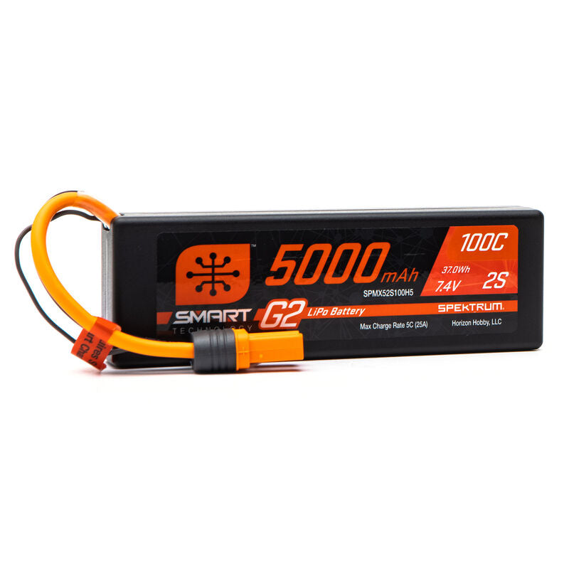 Spektrum RC 2S Smart G2 LiPo 100C Battery Pack (7.4V/5000mAh) w/IC5 Connector (SPMX52S100H5)