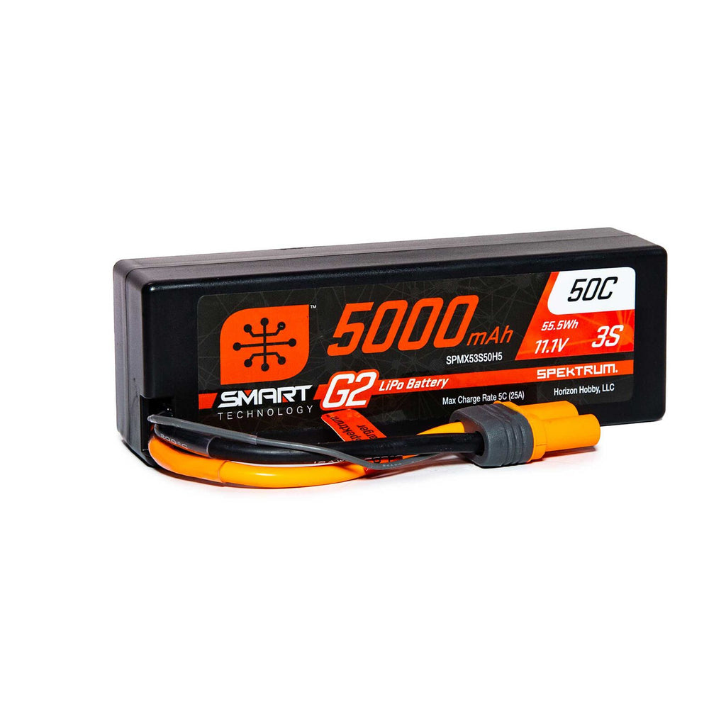 Spektrum 11.1V 5000mAh 3S 50C Smart G2 Hardcase LiPo Battery: IC5 (SPMX53S50H5)