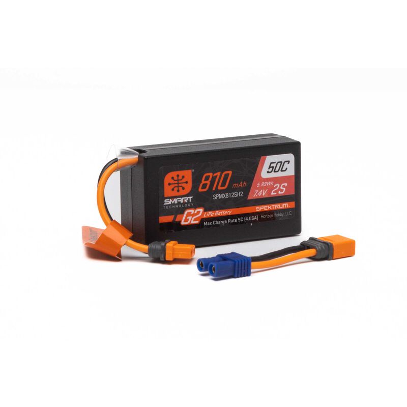 Spektrum RC 2S 50C Smart G2 LiPo Battery w/IC2 Connector (7.4V/810mAh) (SPMX812SH2)