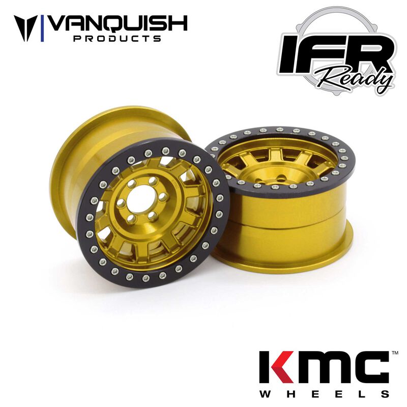 Vanquish Products KMC KM236 Tank 2.2" Beadlock Crawler Wheels (Gold) (2) (VPS08708)