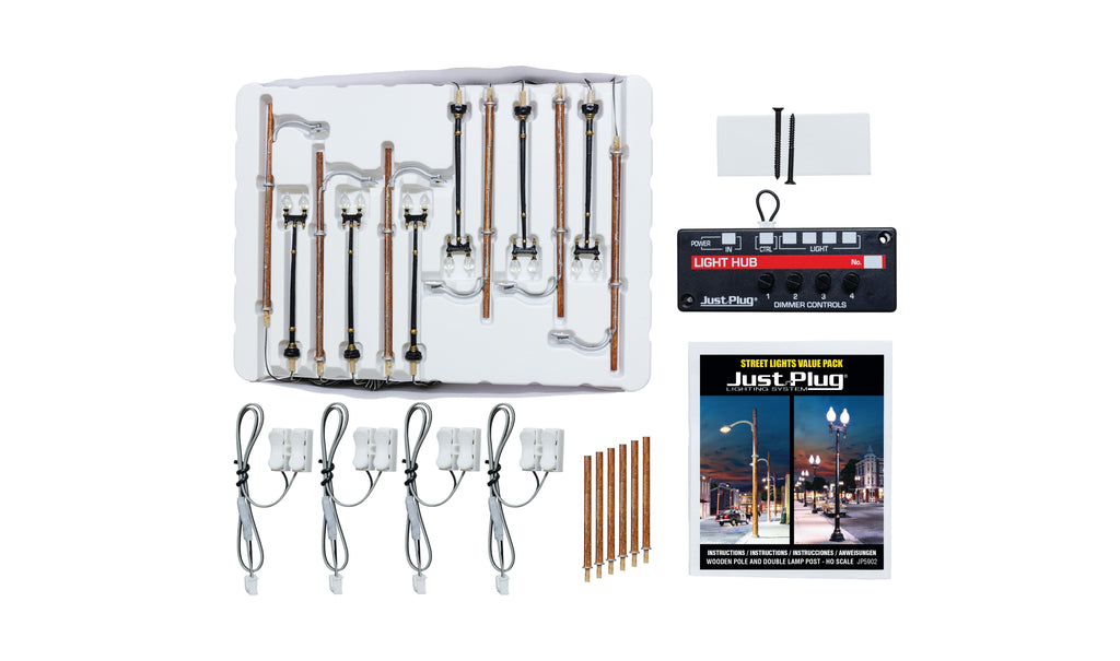 Woodland Scenics Wooden Pole & Double Lamp Post Value Pack - HO Scale (WOOJP5902)