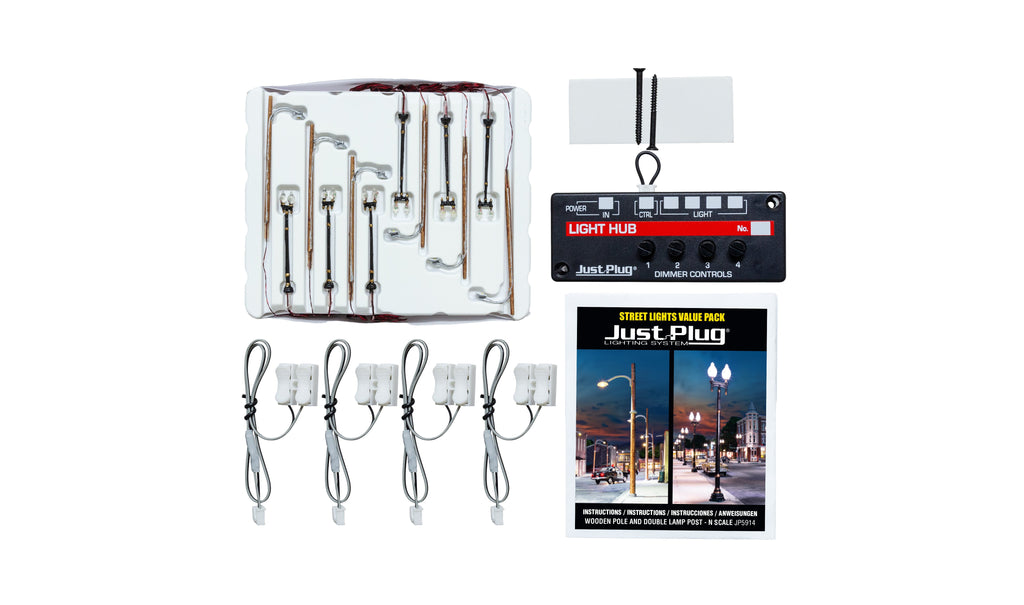 Woodland Scenics Wooden Pole & Double Lamp Post Value Pack - N Scale (WOOJP5914)