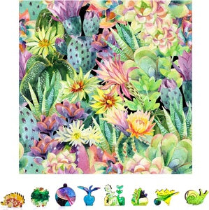 ZenChalet Floral Cactus Wooden Jigsaw Puzzle, 1000 pcs (ZCPFC1000)