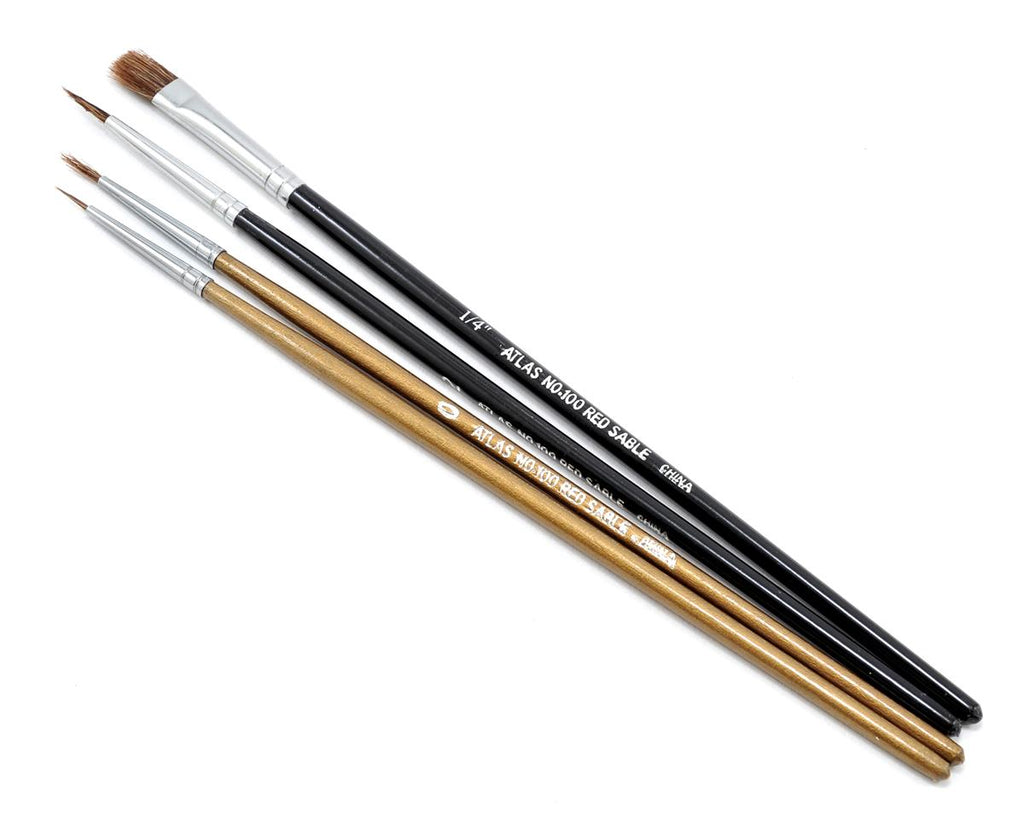 Atlas Brush Camel/Sable Round & Flat Brush Set (4) (ABS100-4PS)