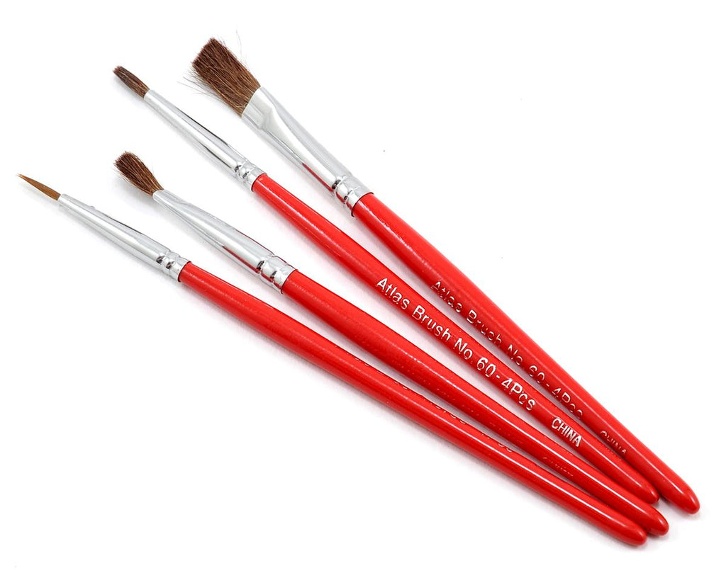 Atlas Brush Red Sable Round & Flat Brush Set (4) (ABS60-4PS)