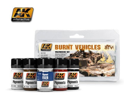 AK Interactive Burnt Vehicles Weathering Dry Pigment Set (39, 48, 142, 143, 144)   (AKI4120)