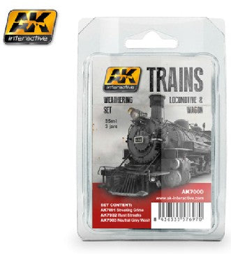 AK Interactive  rain Series: Locomotive & Wagon Weathering Enamel Paint Set   (AKI7000)