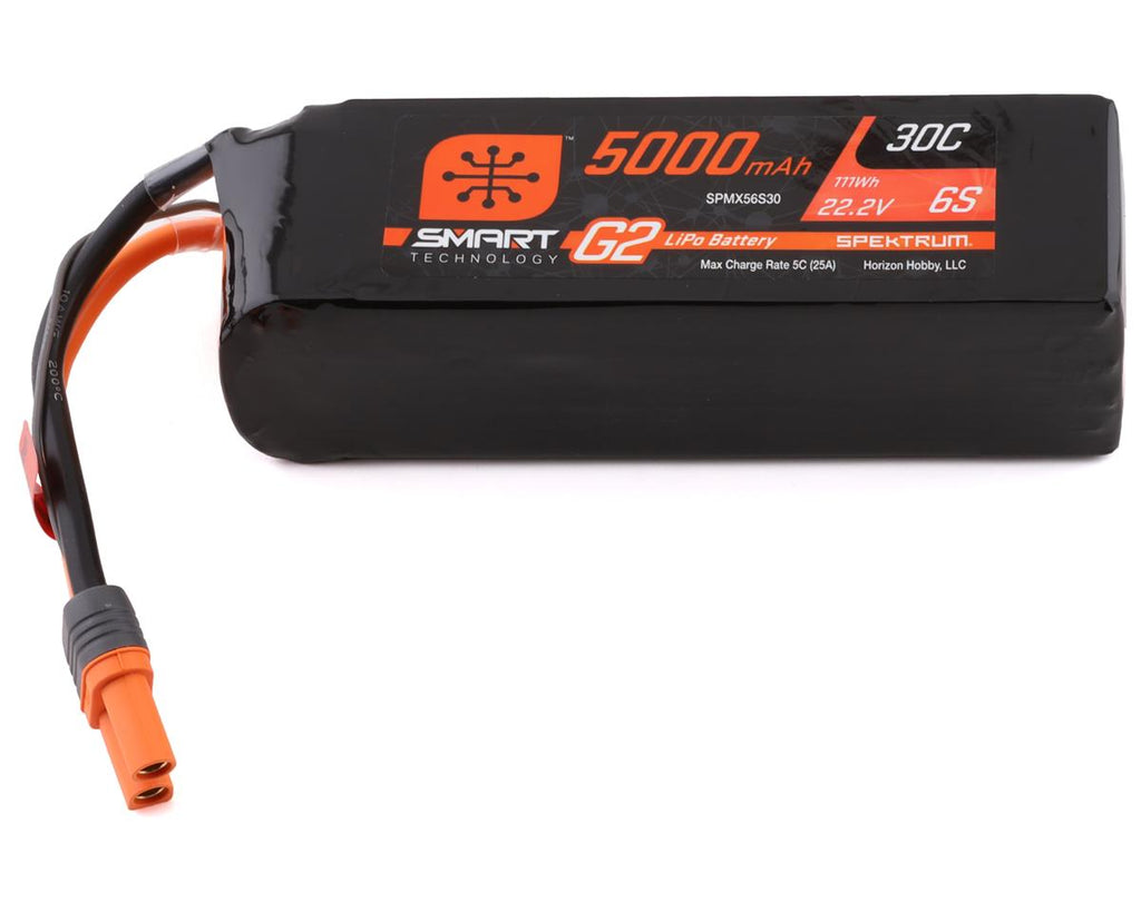 Spektrum RC 6S Smart G2 LiPo 30C Battery Pack (22.2V/5000mAh) w/IC5 Connector (SPMX56S30)