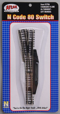 Atlas Code 80 #6 Switch Manual Left-Hand Black N (ATL2706)