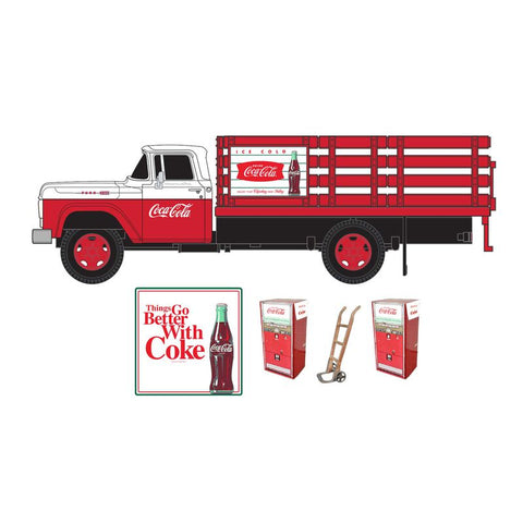Classic Metal Works HO 1960 Ford Stakebed Truck with Hand Truck & Coke Sign  (MWI40006)