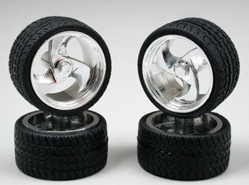Pegasus Hobbies Tri Blade Chrome Rims/Tires (4) (PGH1202)
