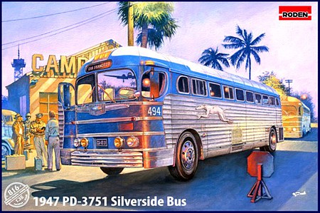 Roden 1947 GMC PD3751 Silverside Greyhound Bus (ROD816)