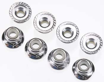 Traxxas Nuts 4mm Flanged Nylon Locking Steel (8) (TRA3647)