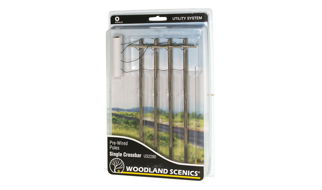 Woodland Scenics Pre-Wired Poles - Single Crossbar - O Scale (WOOUS2280)