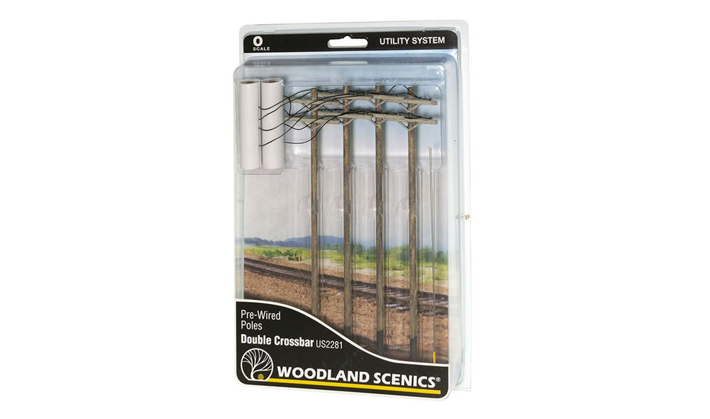 Woodland Scenics Pre-Wired Poles - Double Crossbar - O Scale (WOOUS2281)