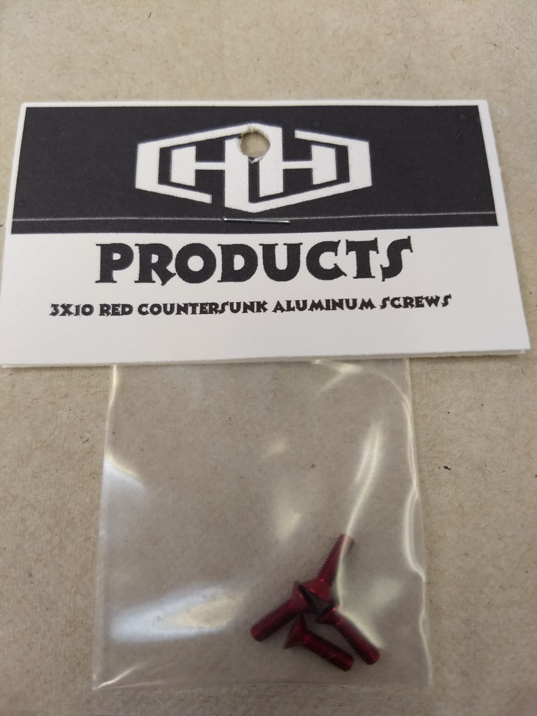 Hamilton Hobbies 3X10 ALUM RED COUNTERSUNK SCREWS (4) (HAM128538)