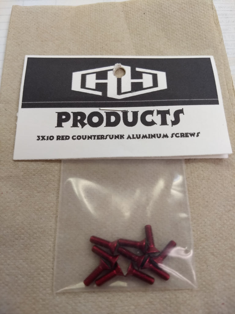 Hamilton Hobbies 3X10 ALUM RED COUNTERSUNK SCREWS (10) (HAM128539)