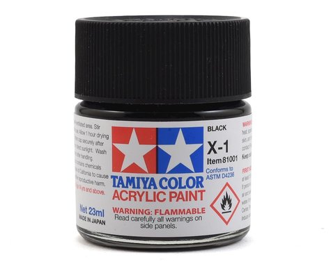 Tamiya X-1 Black Gloss Finish Acrylic Paint (23ml) (TAM81001)