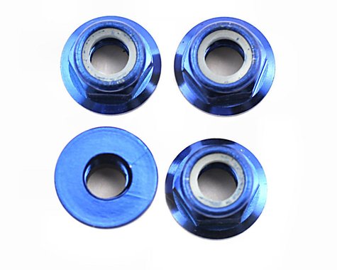 Traxxas Nuts, 5mm flanged nylon locking (aluminum, blue-anodized) (4) (TRA4147X)