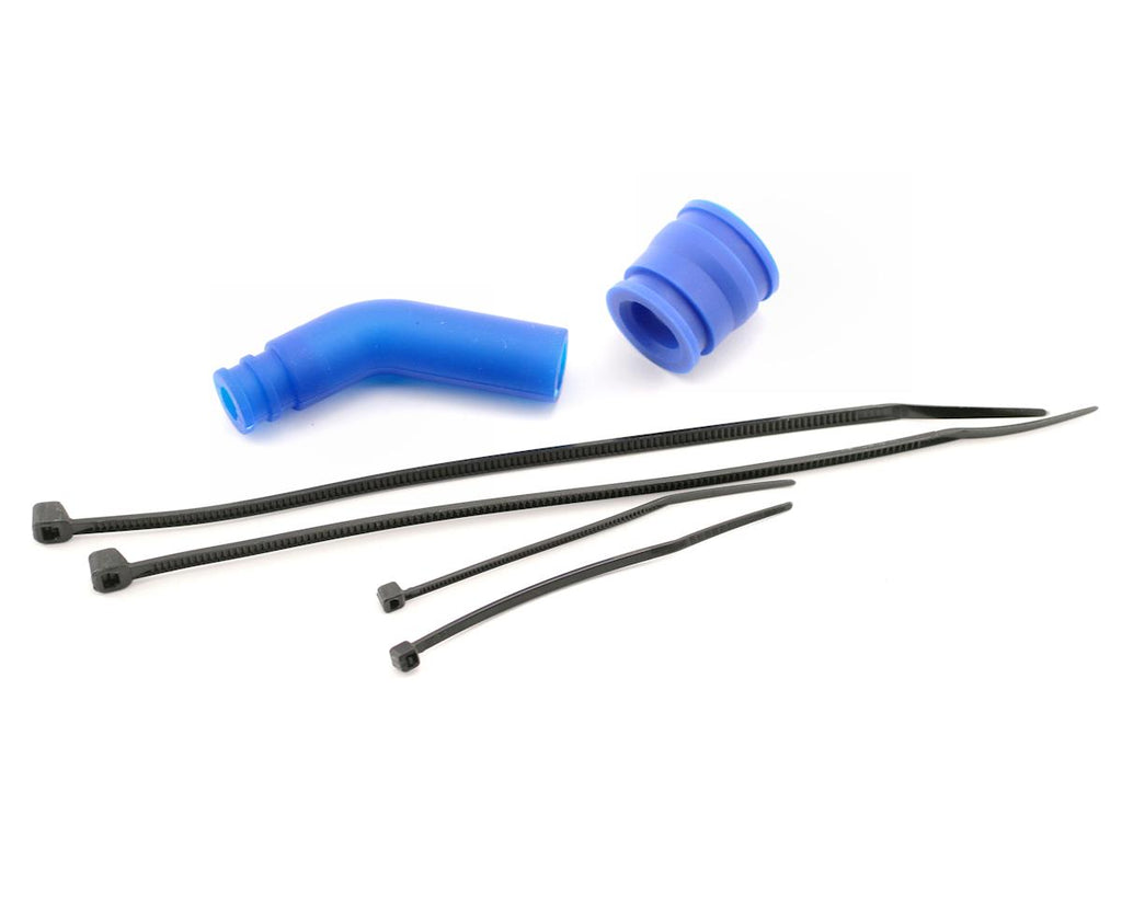 Traxxas Molded Pipe Coupler (Blue) w/ Exhaust deflecter & long cable ties (TRA5245)