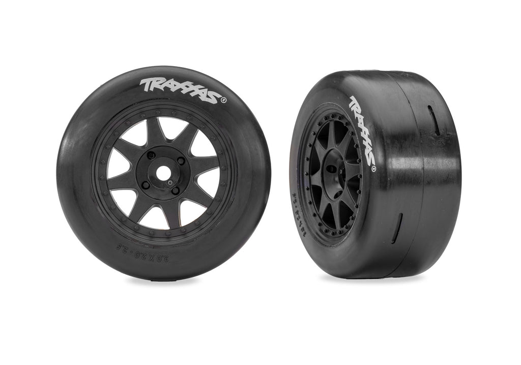Traxxas Black Rear Mini Rally Wheels w/ Slick Tires (Soft) (2)   (TRA10875-BLK)