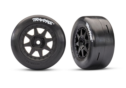 Black Front Mini Rally Wheels w/ Slick Tires (Hard) (2)