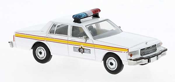 Brekina 1987 Chevrolet Caprice Sedan - Assembled -- Illinois State Police (white, yellow)   (175-19713)