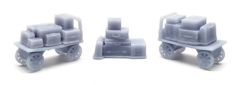 All Scale Miniatures Luggage -- Unpainted 3D Printed Parts pkg(5)   (179-1600987)