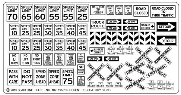 Blair Highway Signs -- Regulatory Signs #1 1950s-Present (black, white)   (184-102)
