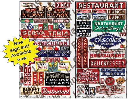 All Scale Miniatures Restaurant & Cafe Signs   (184-136)
