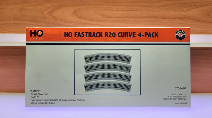 Lionel FasTrack Curved Track 20" Radius pkg 4 - HO Scale   (LNL8758420)