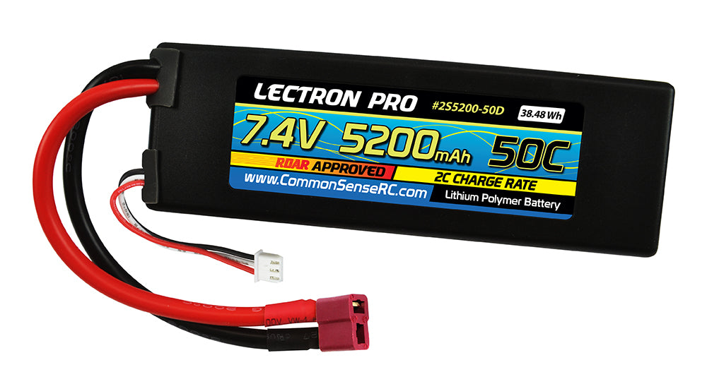 Common Sense Lectron Pro 7.4V 5200mAh 50C Lipo Battery with Deans-Type Connector  (2S5200-50D)